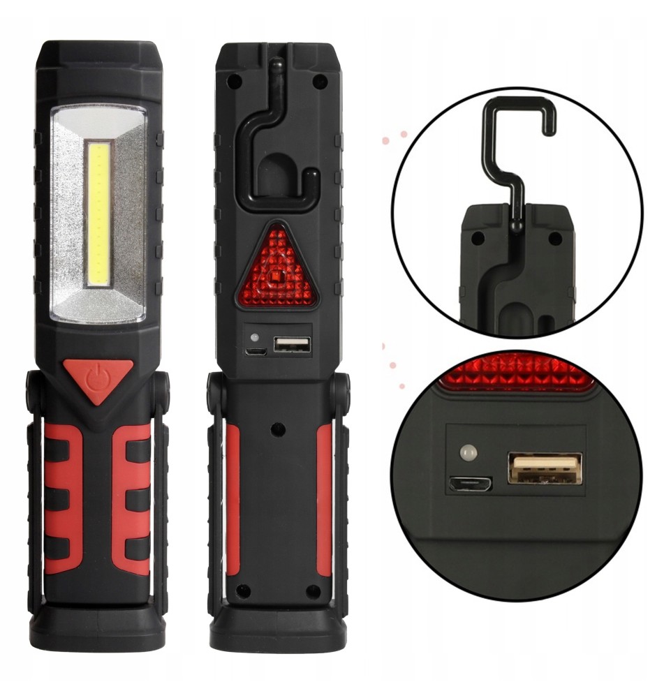 Latarka LED 3w1 3W COB + 1W LED akumulator