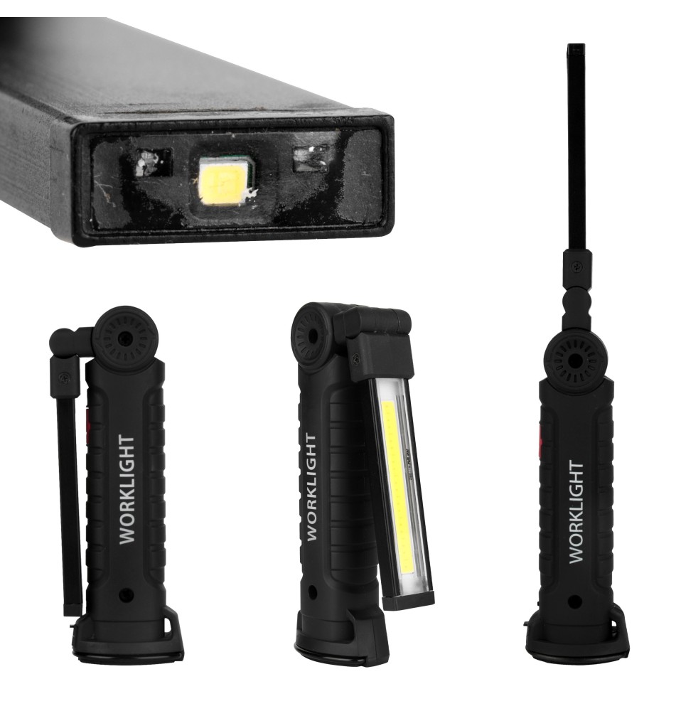 Latarka LED 3W COB + 1W LED akumulator