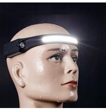 Latarka LED czołowa 3W COB + 1W LED sensor akumulator