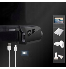 Latarka LED czołowa 3W COB + 1W LED sensor akumulator