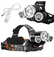 Latarka LED czołowa 5W T6 CREE + 2XPE CREE akumulator | LVT