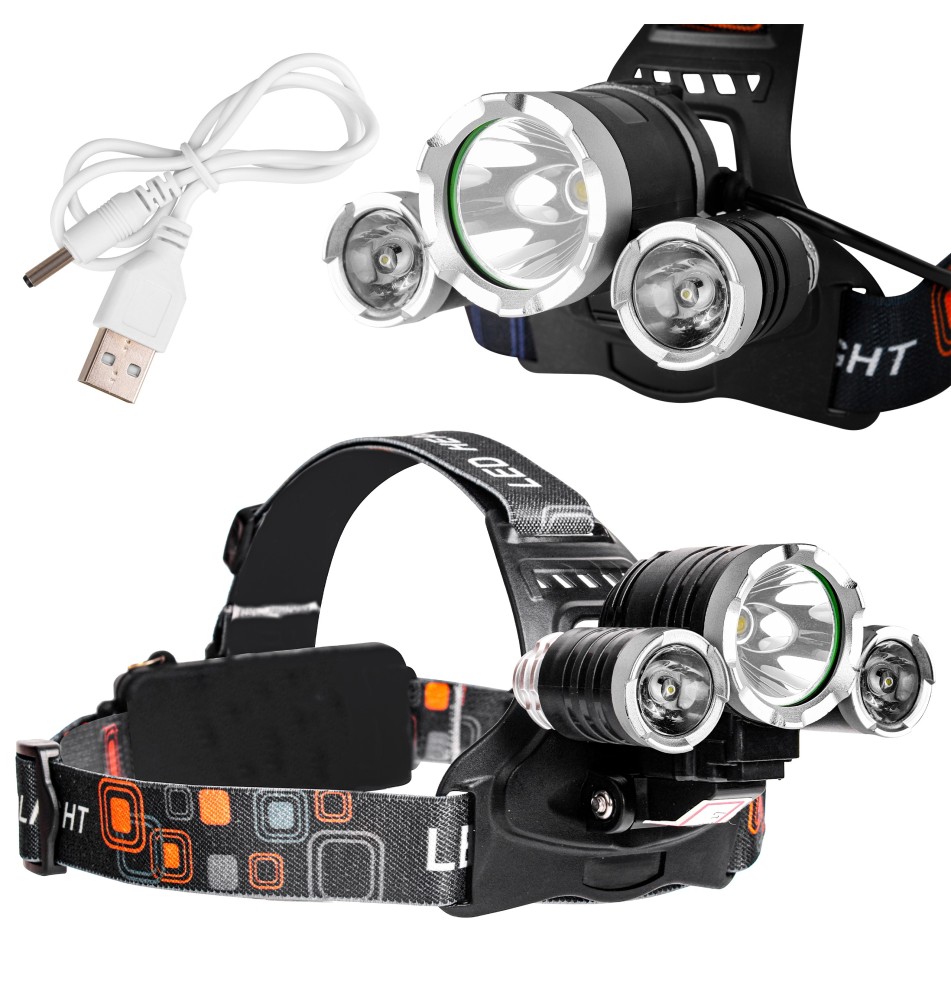 Latarka LED czołowa 5W T6 CREE + 2XPE CREE akumulator