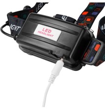 Latarka LED czołowa 5W T6 CREE + 2XPE CREE akumulator | LVT