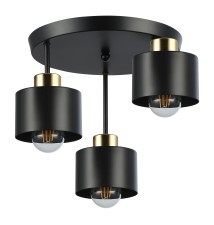 Kinkiet E27 LED Elza x3 czarny + miedź okrągły | LVT