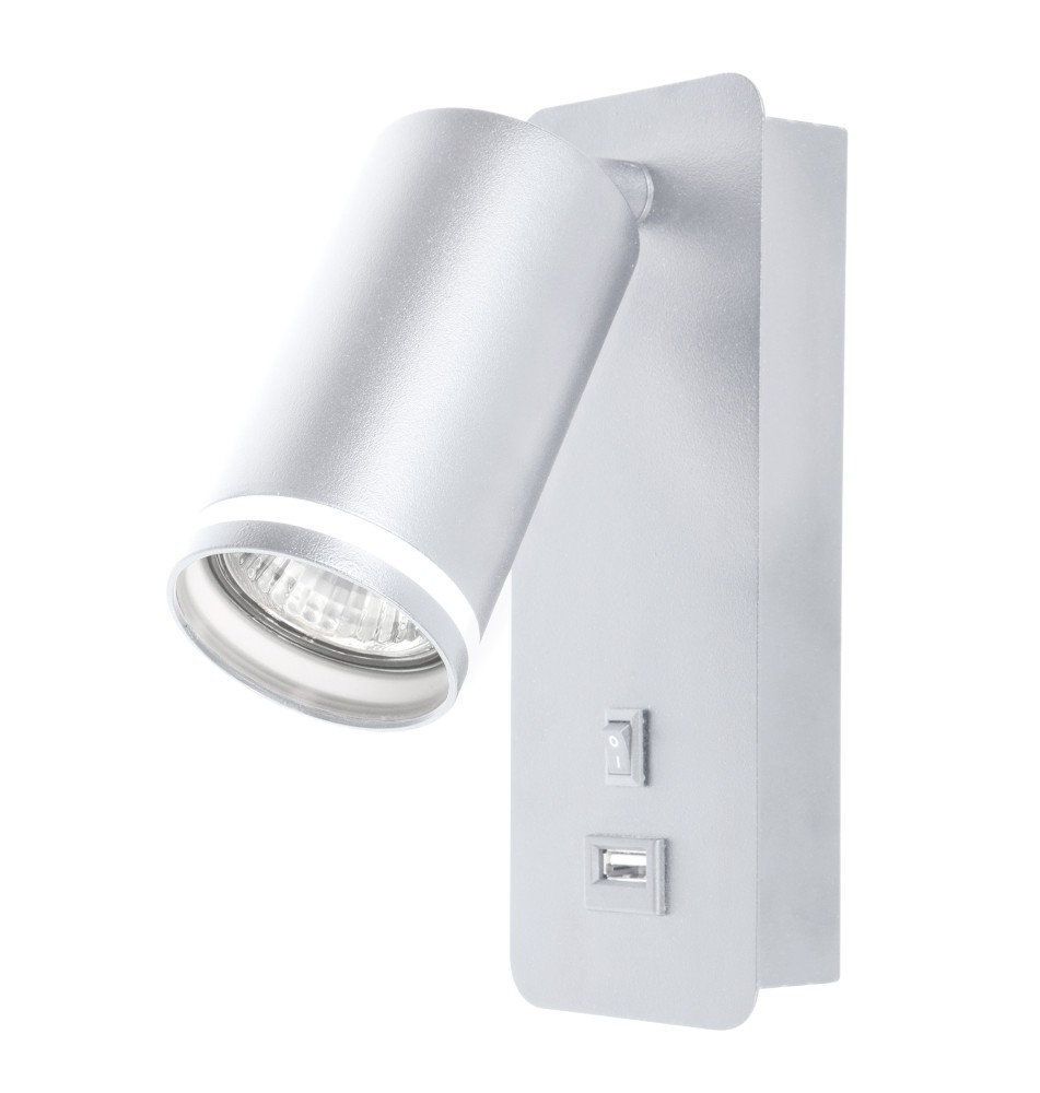 Kinkiet do czytania Ring GU10 55mm biały USB A + C | LVT