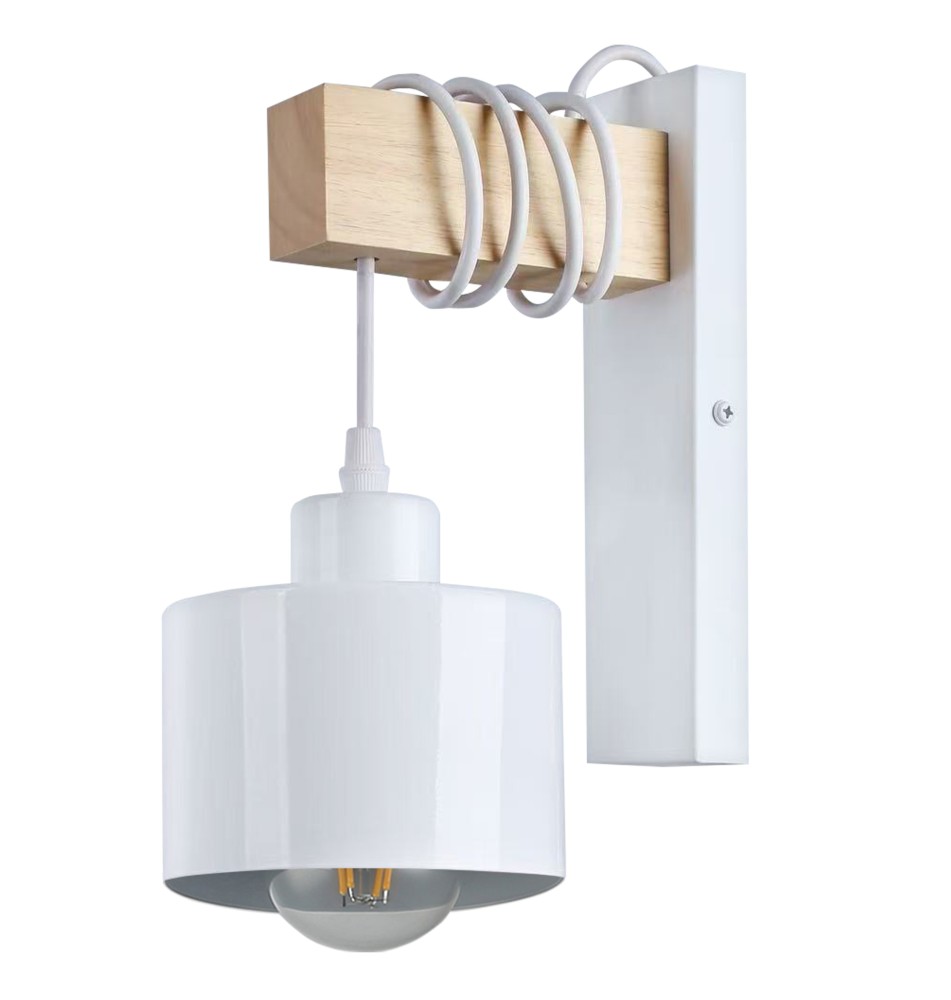 Kinkiet E27 LED Elza wiszący x1 biały + drewno