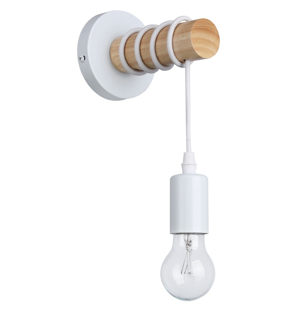 Kinkiet E27 LED Eos wiszący x1 biały + drewno | LVT
