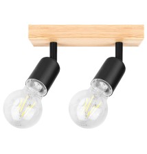 Kinkiet E27 LED Eos ruchomy x2 czarny + drewno | LVT