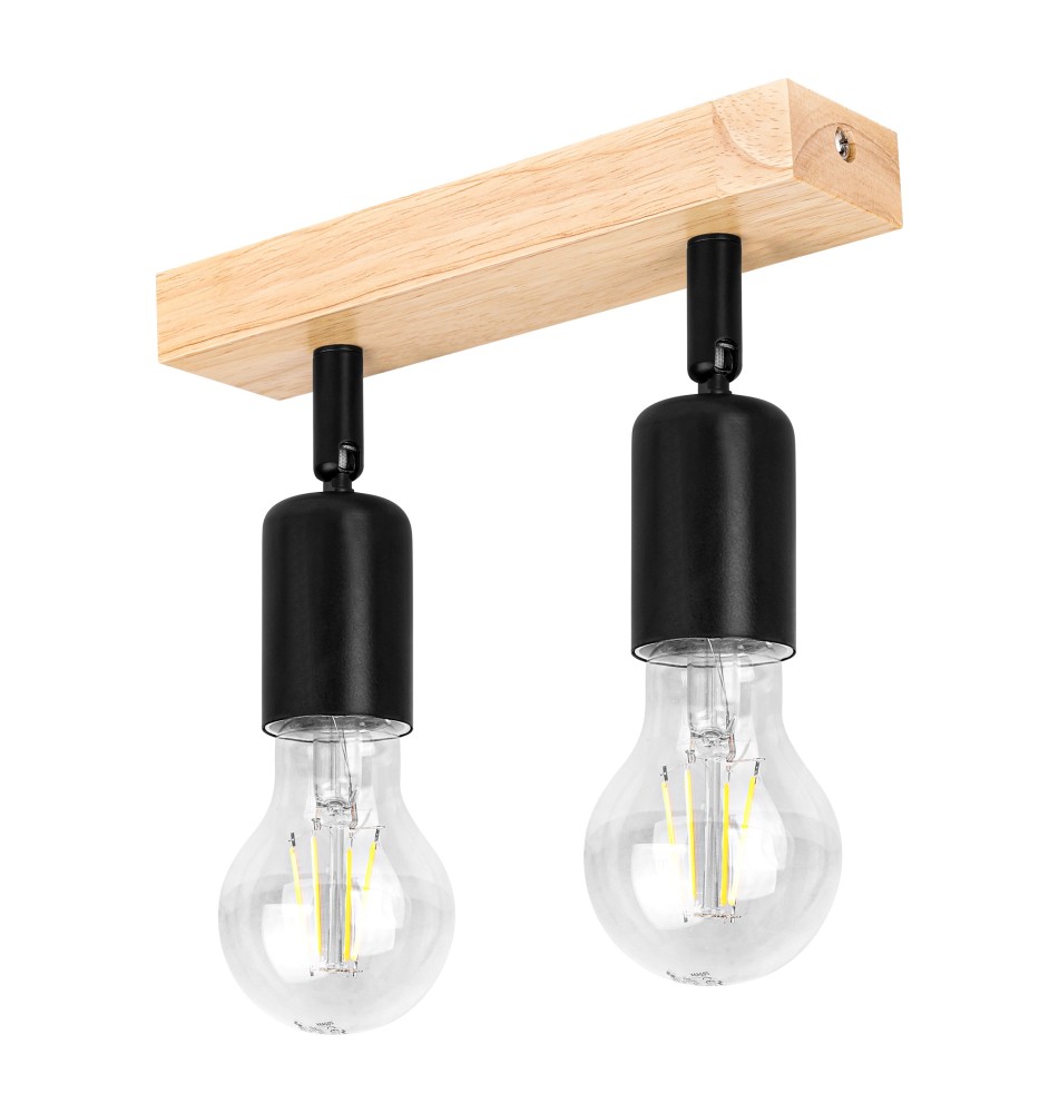 Kinkiet E27 LED Eos ruchomy x2 czarny + drewno