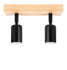 Kinkiet E27 LED Eos ruchomy x2 czarny + drewno