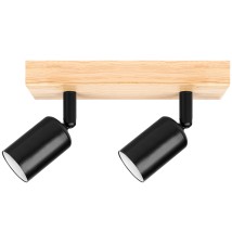 Kinkiet E27 LED Eos ruchomy x2 czarny + drewno
