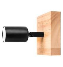 Kinkiet E27 LED Eos ruchomy x1 czarny + drewno | LVT