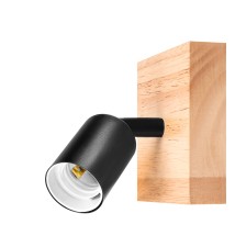 Kinkiet E27 LED Eos ruchomy x1 czarny + drewno