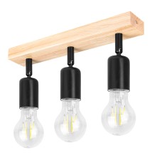 Kinkiet E27 LED Eos ruchomy x3 czarny + drewno | LVT