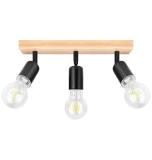 Kinkiet E27 LED Eos ruchomy x3 czarny + drewno | LVT