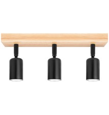 Kinkiet E27 LED Eos ruchomy x3 czarny + drewno | LVT