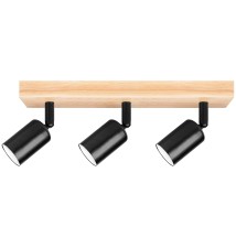 Kinkiet E27 LED Eos ruchomy x3 czarny + drewno | LVT
