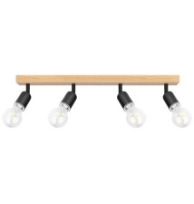 Kinkiet E27 LED Eos ruchomy x4 czarny + drewno | LVT