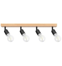 Kinkiet E27 LED Eos ruchomy x4 czarny + drewno | LVT