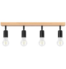 Kinkiet E27 LED Eos ruchomy x4 czarny + drewno | LVT