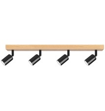 Kinkiet E27 LED Eos ruchomy x4 czarny + drewno | LVT