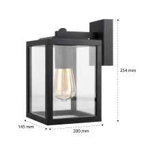 Oprawa architektoniczna Lidio E27 kinkiet czarna