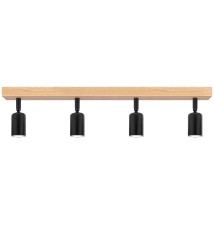 Kinkiet E27 LED Eos ruchomy x4 czarny + drewno | LVT