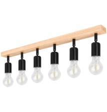 Kinkiet E27 LED Eos ruchomy x6 czarny + drewno | LVT
