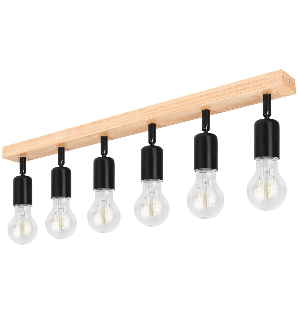Kinkiet E27 LED Eos ruchomy x6 czarny + drewno | LVT