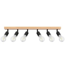 Kinkiet E27 LED Eos ruchomy x6 czarny + drewno | LVT