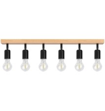 Kinkiet E27 LED Eos ruchomy x6 czarny + drewno | LVT