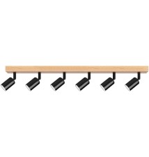 Eos Adjustable E27 LED Wall Sconce, Set of 6, Black + Wood | LVT