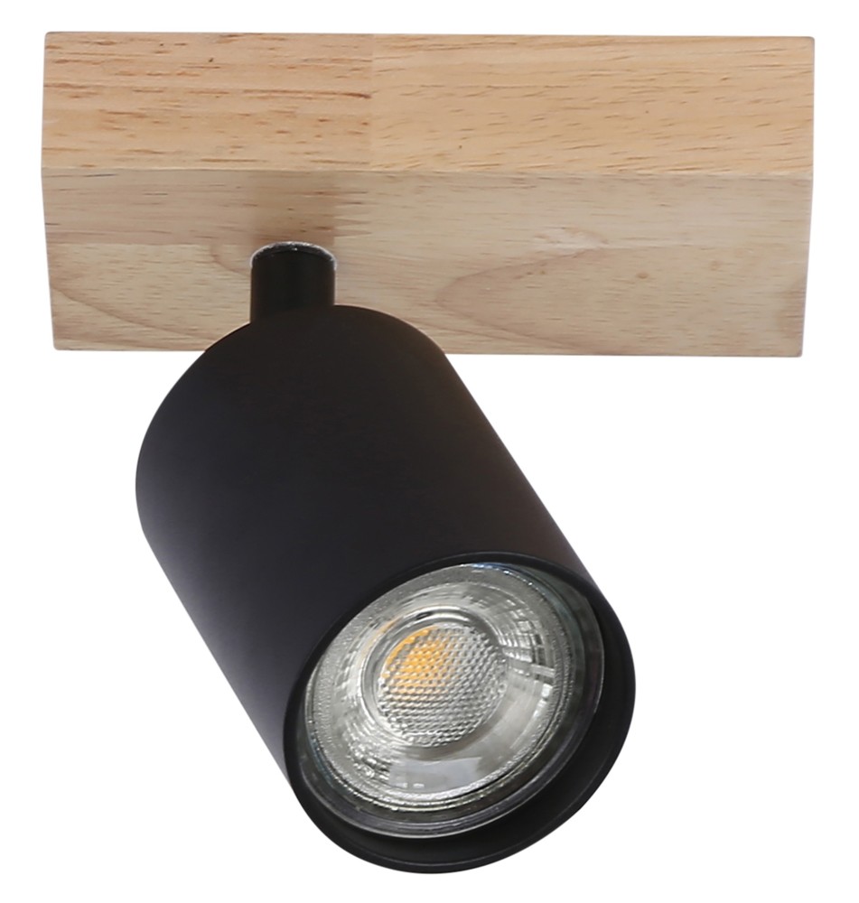 Kinkiet GU10 LED Dabi ruchomy x1 czarny + drewno | LVT