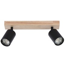 Kinkiet GU10 LED Dabi ruchomy x2 czarny + drewno | LVT