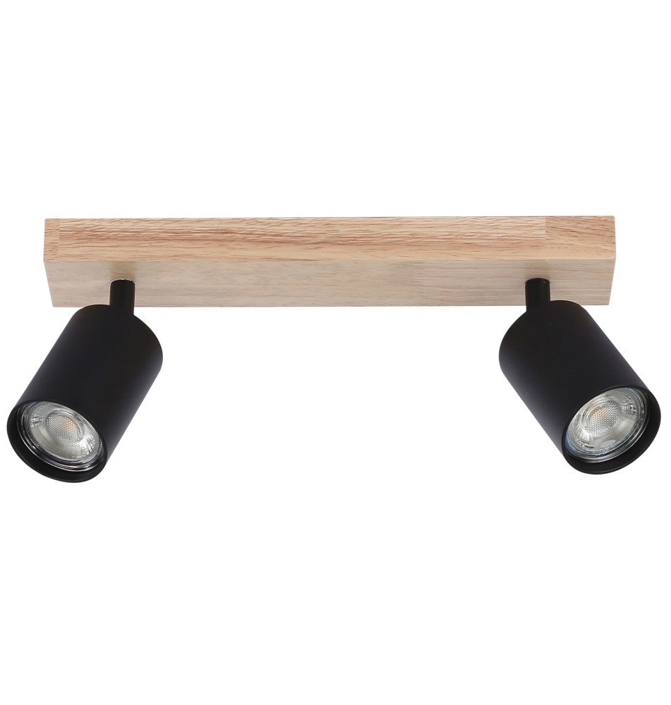 Kinkiet GU10 LED Dabi ruchomy x2 czarny + drewno
