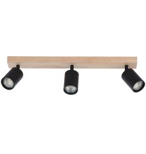 Kinkiet GU10 LED Dabi ruchomy x3 czarny + drewno | LVT