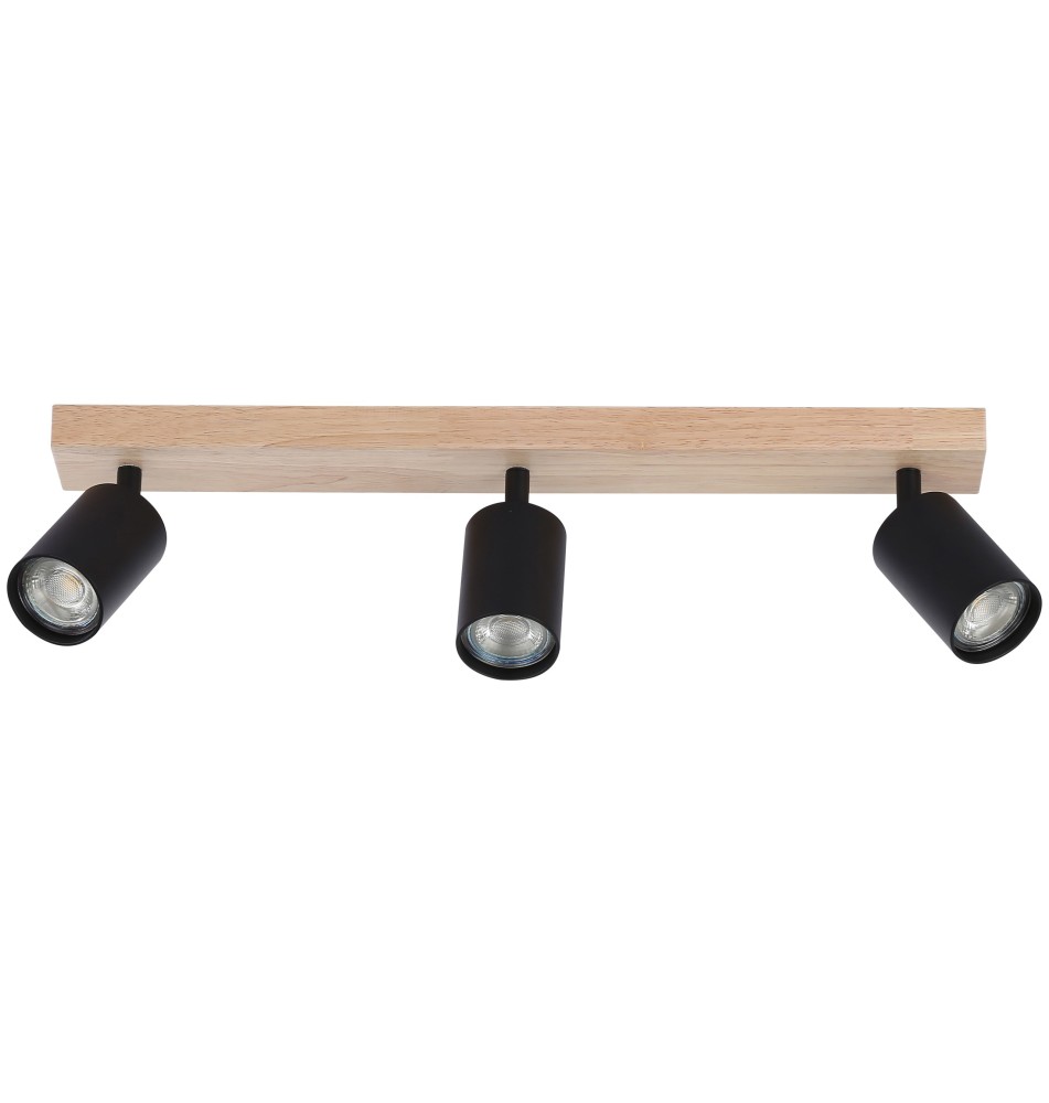 Kinkiet GU10 LED Dabi ruchomy x3 czarny + drewno