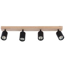 Kinkiet GU10 LED Dabi ruchomy x4 czarny + drewno | LVT