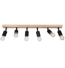 Kinkiet GU10 LED Dabi ruchomy x6 czarny + drewno | LVT