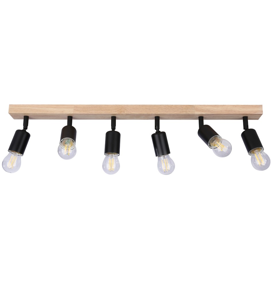 Kinkiet GU10 LED Dabi ruchomy x6 czarny + drewno | LVT