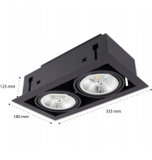 Oprawa halogenowa AR111 GU10 ruchoma podwójna czarna