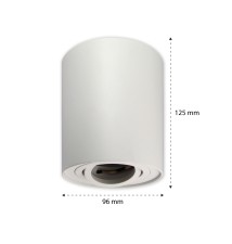GU10 Round Surface-Mounted Light Fixture, 96x125, Adjustable, White | LVT