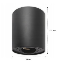 GU10 Round Surface-Mounted Light Fixture, 96x125, Adjustable, Black | LVT