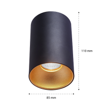 Oprawa natynkowa GU10 Gold okrągła 85x110 czarna