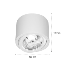 Oprawa natynkowa AR111 okrągła 139x100 biała ruchoma