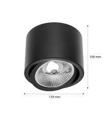 Oprawa natynkowa AR111 okrągła 139x100 czarna ruchoma