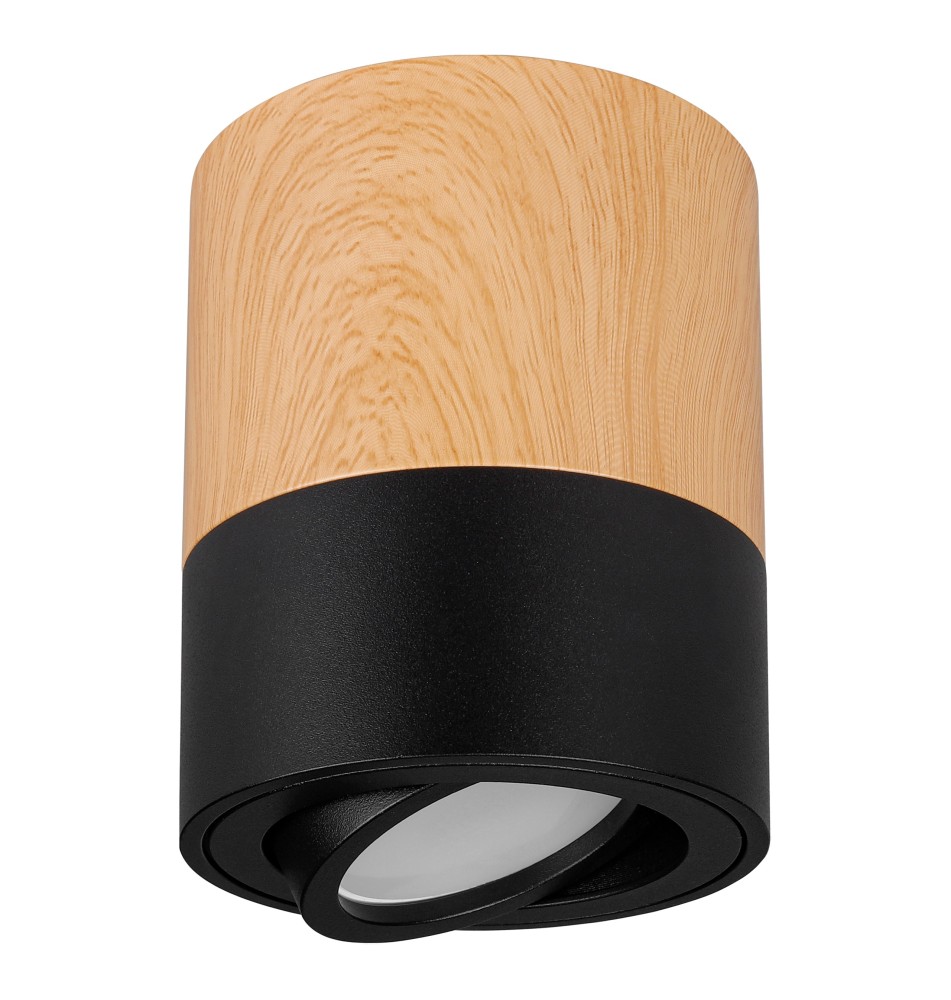 Oprawa natynkowa GU10 okrągła 80x100 czarna + drewno