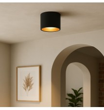 GX53 Golda Surface-Mounted Light Fixture, Round, Black + Gold | LVT