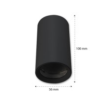 GU10 Round Surface-Mounted Light Fixture, 56x100, Fixed, Black | LVT
