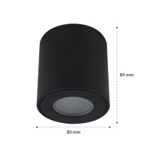 IP54 GU10 Surface-Mounted Round Light Fixture, 80x84, Black | LVT